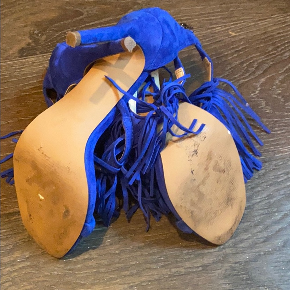 Women's Fringe Open-Toe Heels — Electric Blue - Picture 5 of 7